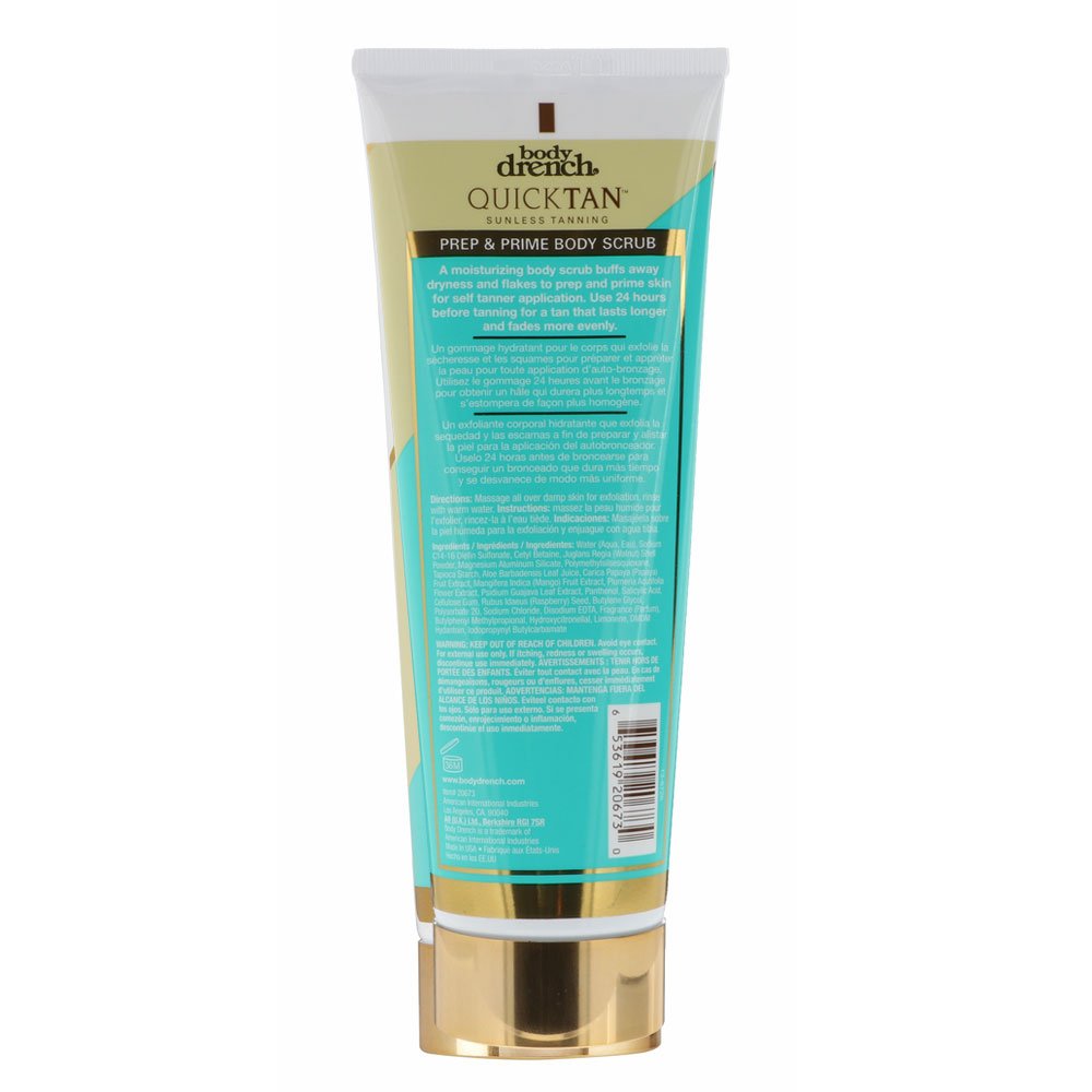 White Smoke Body Drench Quick Tan Sunless Tanning Prep & Prime Body Scrub to Exfoliate Skin Before Tanning, 7 oz