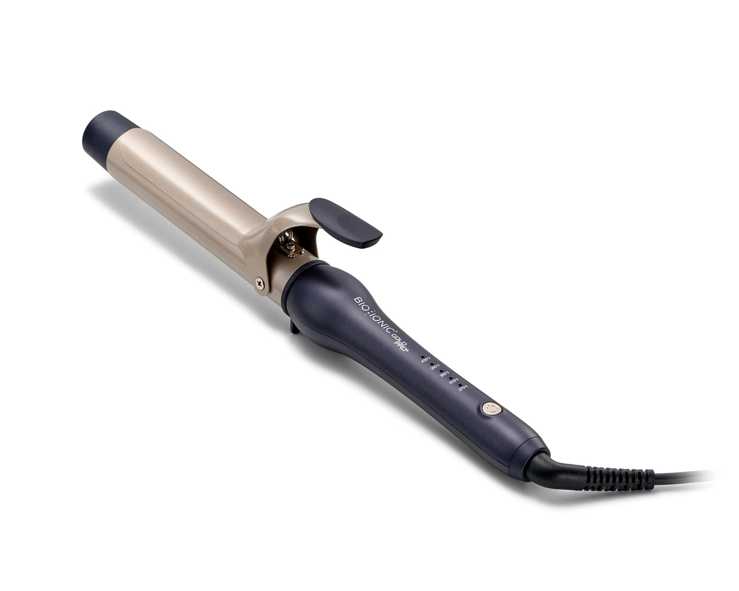 White Smoke Bio Ionic GoldPro 1.25" Curling Iron, Blue, Moisturising Heat & 24K Gold MX, New & Improved 12% Longer Barrel Ceramic Curling Iron, Adjustable Heat, Versatile Hair Styling Wand for Long-Lasting Curls