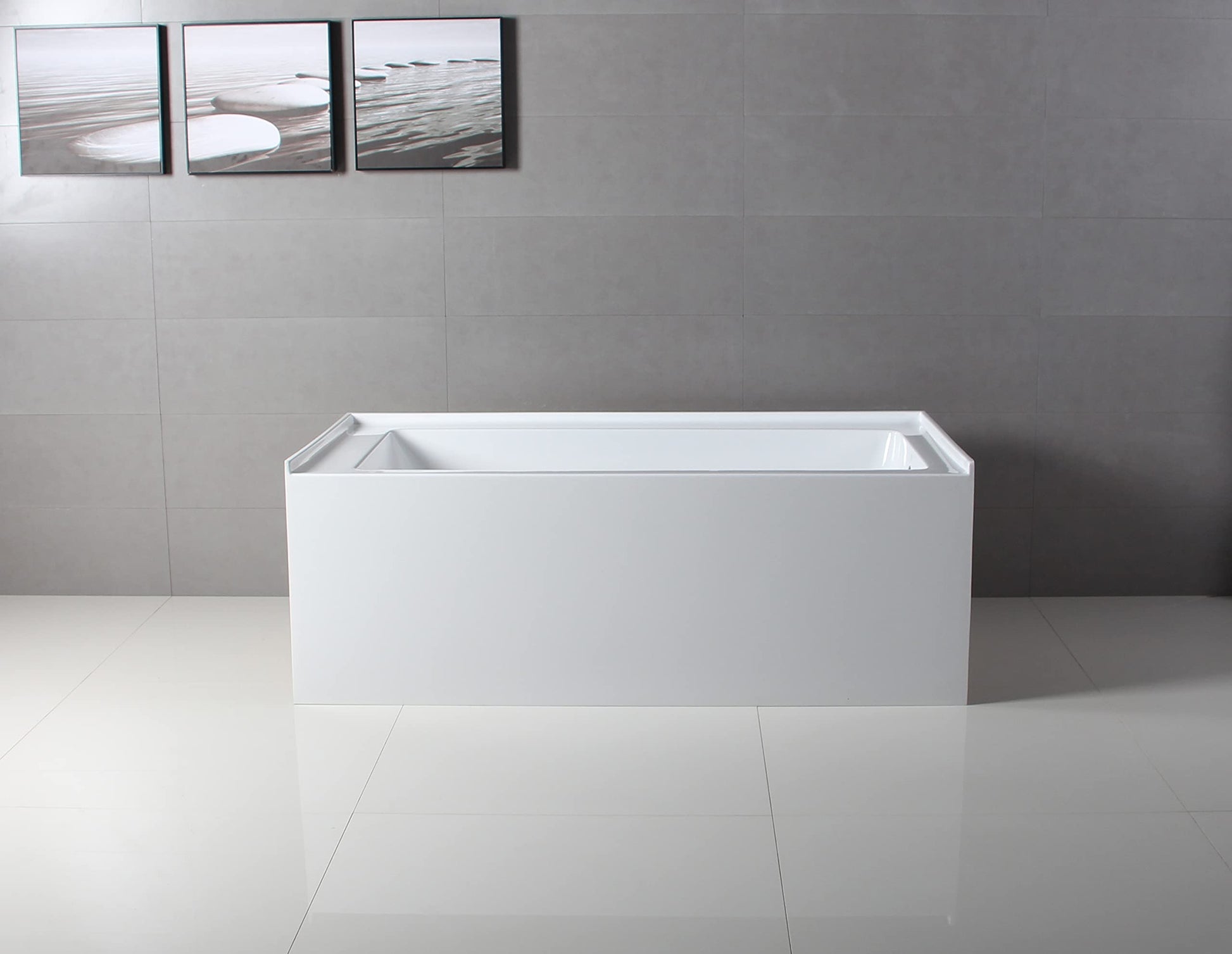 Dark Gray Kingston Brass Aqua Eden VTAP603622R 60-Inch Acrylic Alcove Tub with Right Hand Drain, White