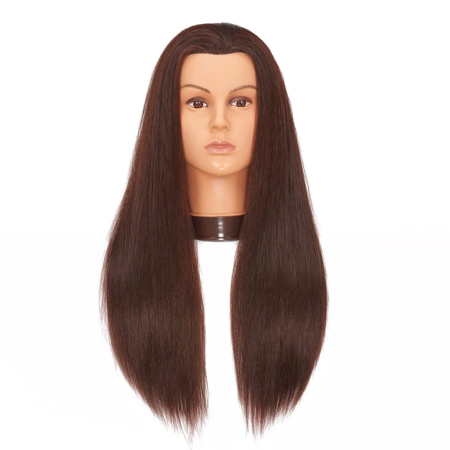 White Smoke Hairlink 26-28'' Mannequin Head Yaki Synthetic Fiber Hair Styling Training Head Dolls for Cosmetology Manikin Maniquins Practice Head with Stand (9926LB0420)