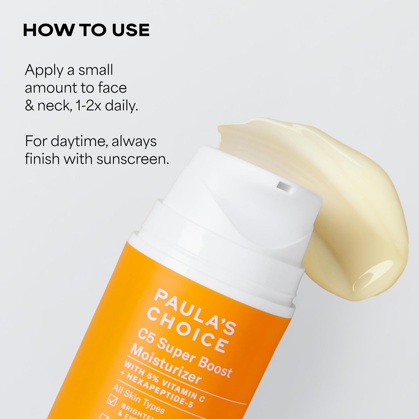 Lavender Paula's Choice C5 Super Boost Face Moisturizer with 5% Vitamin C & Squalane, Daily Face Lotion for Discoloration, Uneven Tone, Fine Lines & Breakout-Prone Skin, Fragrance-Free, 1.7 Fl Oz