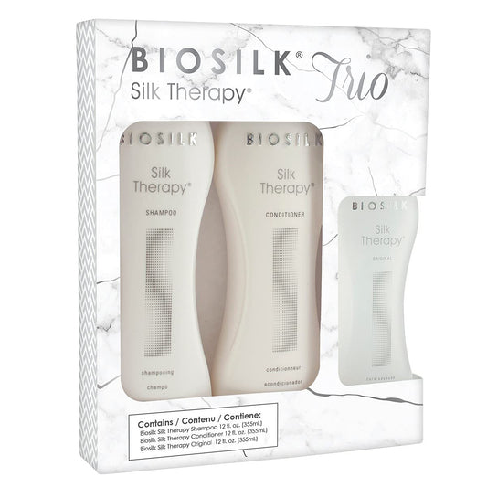 White Smoke BioSilk Silk Therapy Trio Kit: Shampoo, Conditioner, and Silk Treatment - 36 fl oz