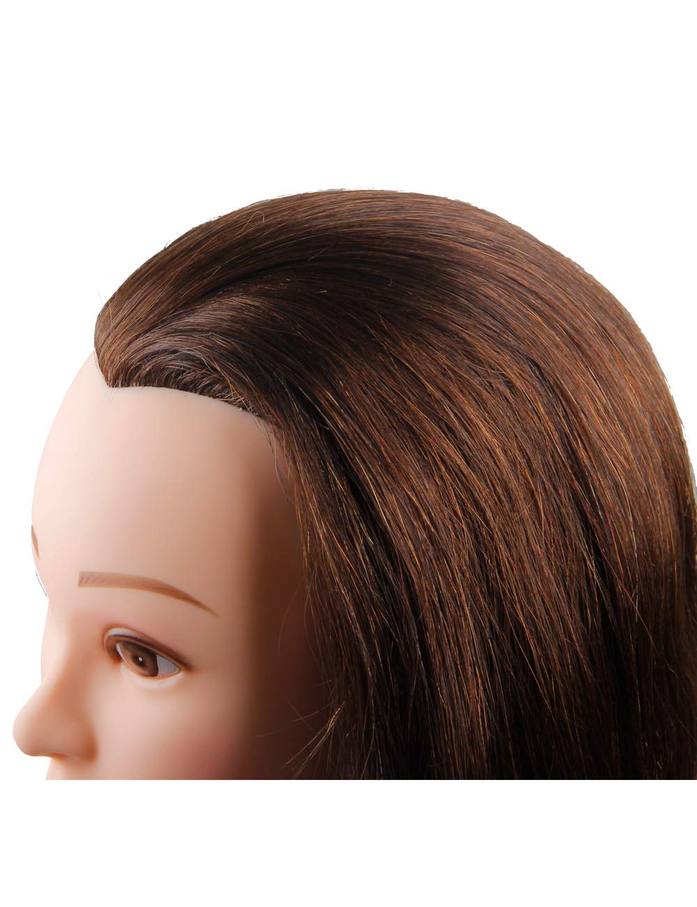 White Smoke Mannequin Head with 100% Human Hair Hairdresser Training Head Manikin Cosmetology Doll Head Salon Training Practice Head with Blonde Human Hair Styling Dye Cutting with Clamp Stand.