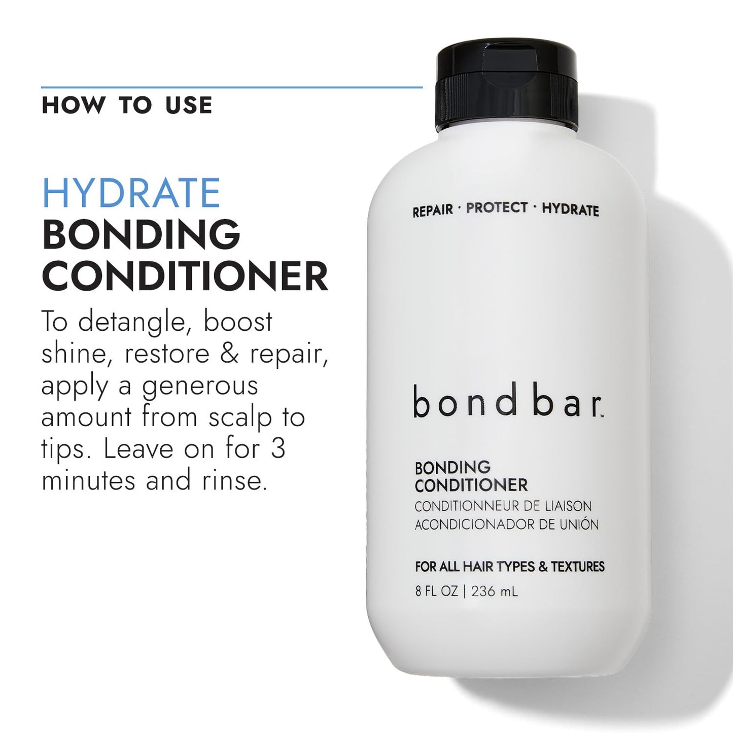 White Smoke Bondbar Repairing Shampoo & Conditioner, Protects, Strengthens & Hydrates All Hair Types & Textures, Prevents Flyaways & Frizz, Adds Moisture & Shine, Vegan, Cruelty-Free, 8 Fl. Oz.
