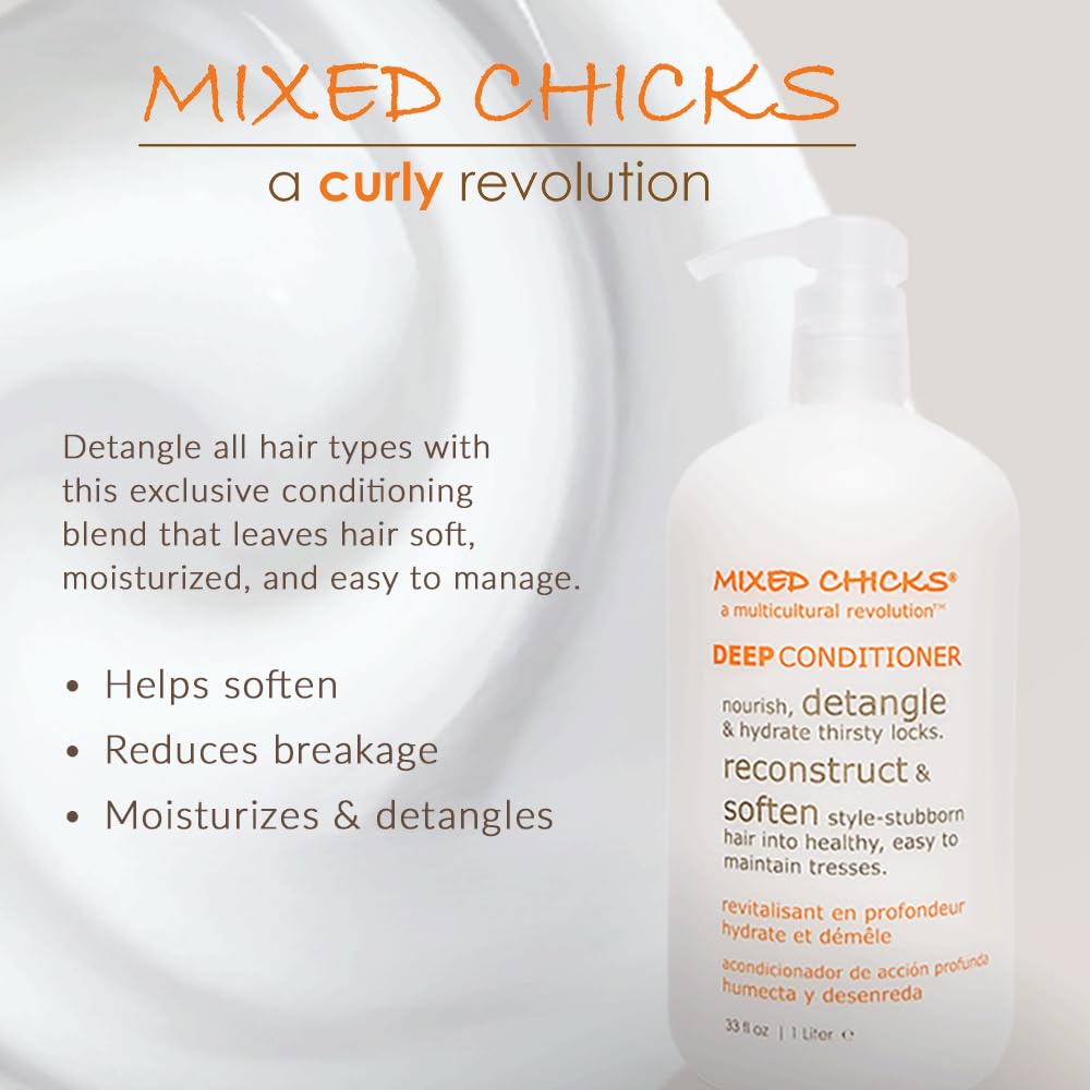 Light Gray Mixed Chicks Detangling Deep Conditioner - Softens, Moisturizes & Detangles Straight or Curly Hair, 33 fl.oz