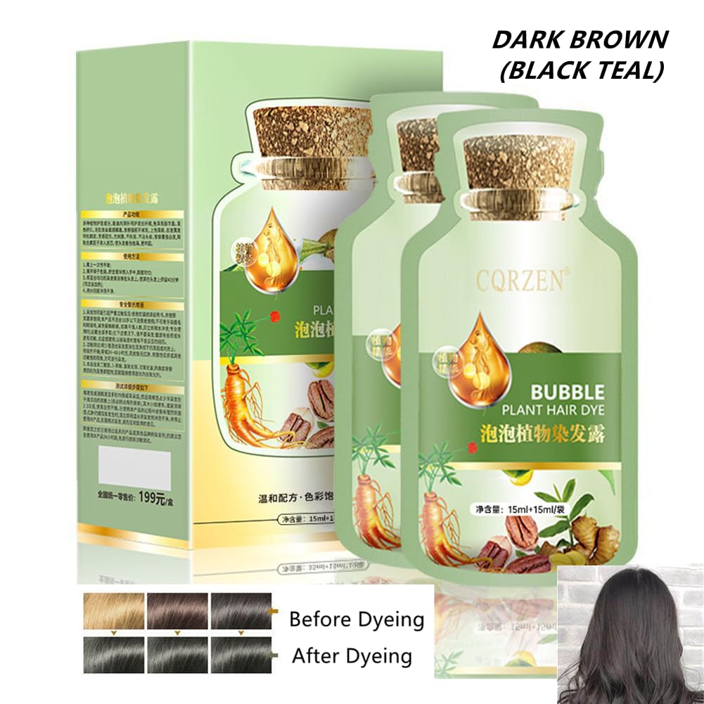 White Smoke HUANG YI Natural Plant Hair Dye, New Botanical Bubble Hair Dye 30ml 10Packs/Box, Pure Plant Extract for Grey Hair Color Bubble Dye, New Botanical Bubble Hair Shampoo(Dark Brown)