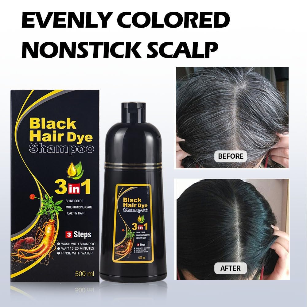 White Smoke cosmpro Black Hair Dye Shampoo 3 in 1 for Women/Men for Gray Coverage Instant Hair Color Shampoo Semi Permanent Champu Para Cana