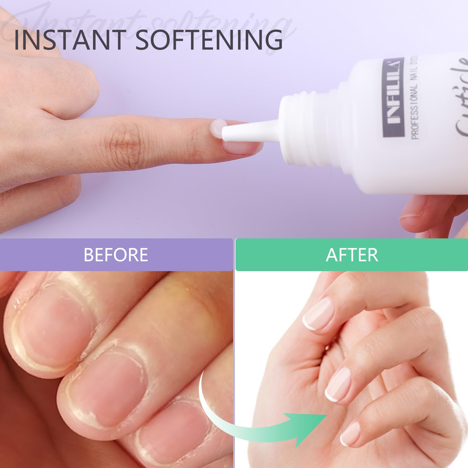 Lavender NXJ INFILILA Cuticle Softener, Instant Cuticle Remover Liquid for Hand, Foot & Nail Care, Salon Quality Professional Instant Softener Cream for Manicure & Pedicure Use