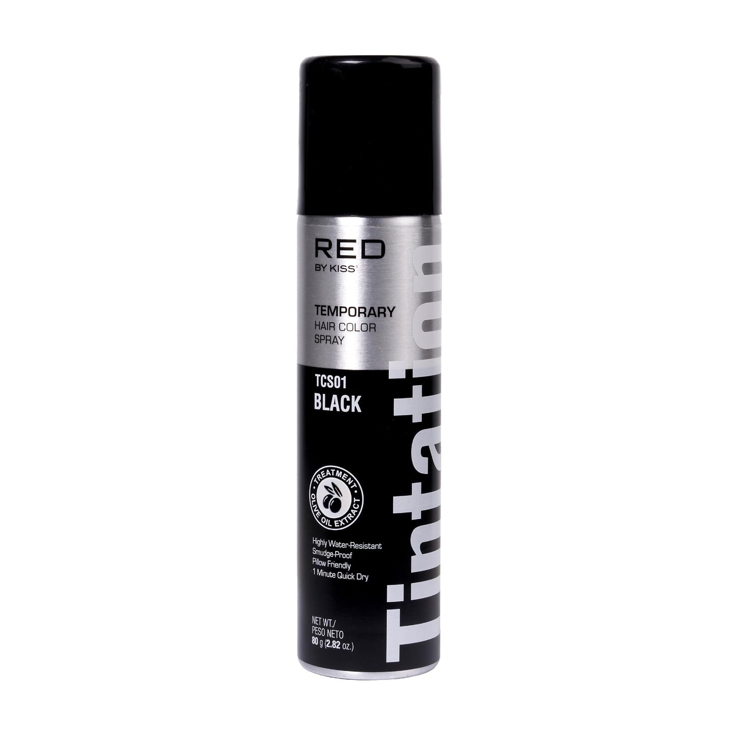 Black Red by Kiss Tintation Temporary Hair Color Spray, Instant Gray Root Touch Up Coverage, Water-Resistant & Smudge-Proof, Easy Wash Out, Barber & Hairline Touch-Up, Quick-Dry (Black, 2.82 oz)