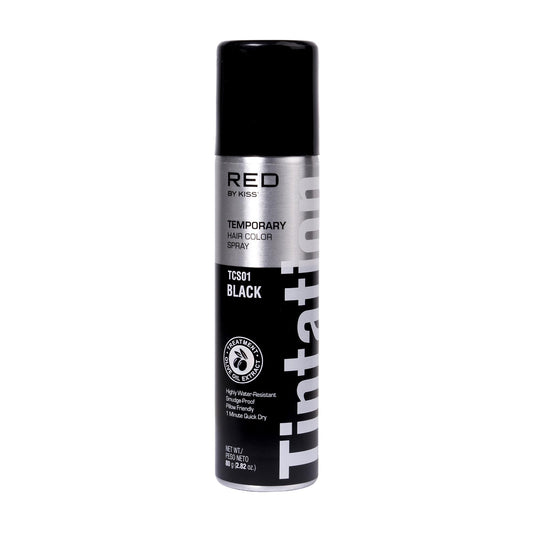 Black Red by Kiss Tintation Temporary Hair Color Spray, Instant Gray Root Touch Up Coverage, Water-Resistant & Smudge-Proof, Easy Wash Out, Barber & Hairline Touch-Up, Quick-Dry (Black, 2.82 oz)