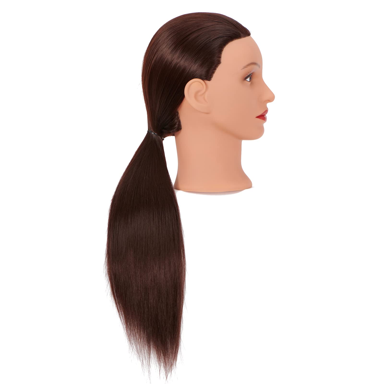 White Smoke Headfix 26"-28" Long Hair Mannequin Head Synthetic Fiber Hair Hairdresser Practice Styling Training Cosmetology Manikin Doll Head with Clamp