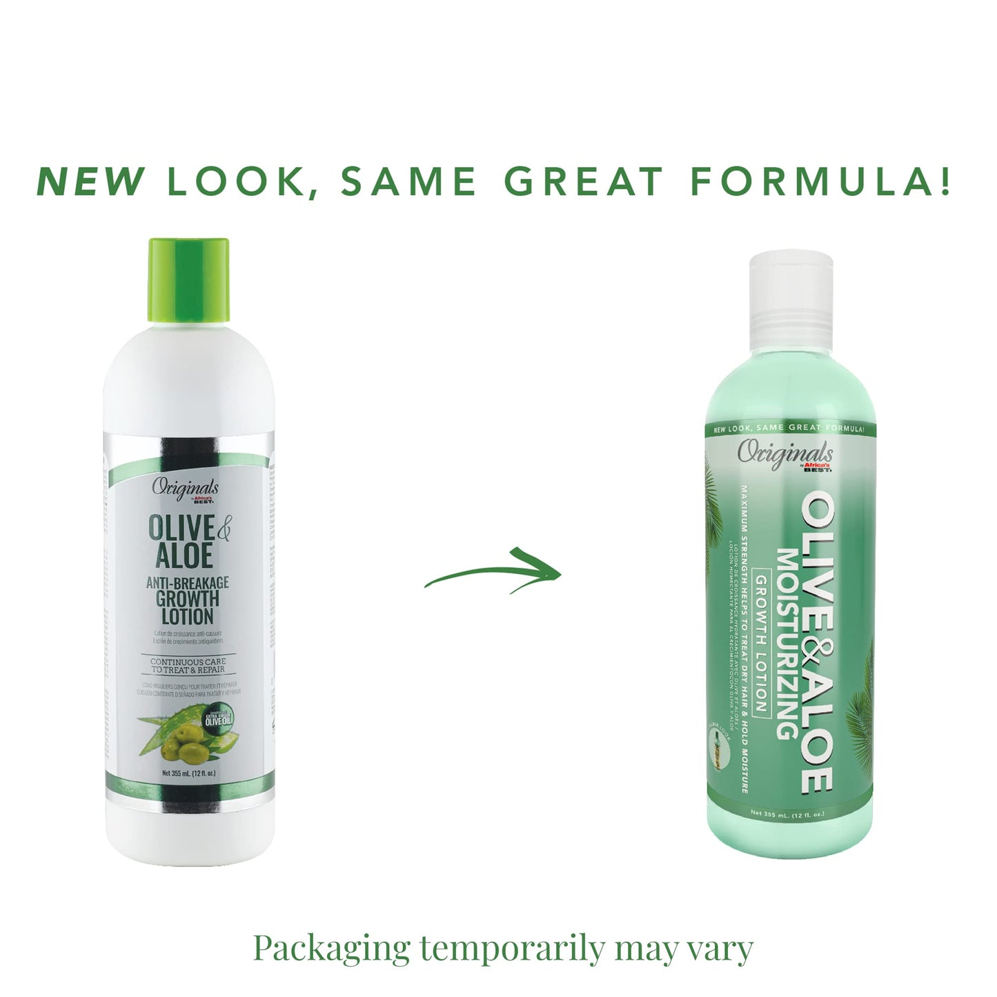 White Smoke Originals by Africa's Best Olive & Aloe Moisturizing Growth Lotion, Ultimate Hydration Finishing Step, For All Hair Types and Textures, Petroleum & Mineral Oil Free, 12 oz
