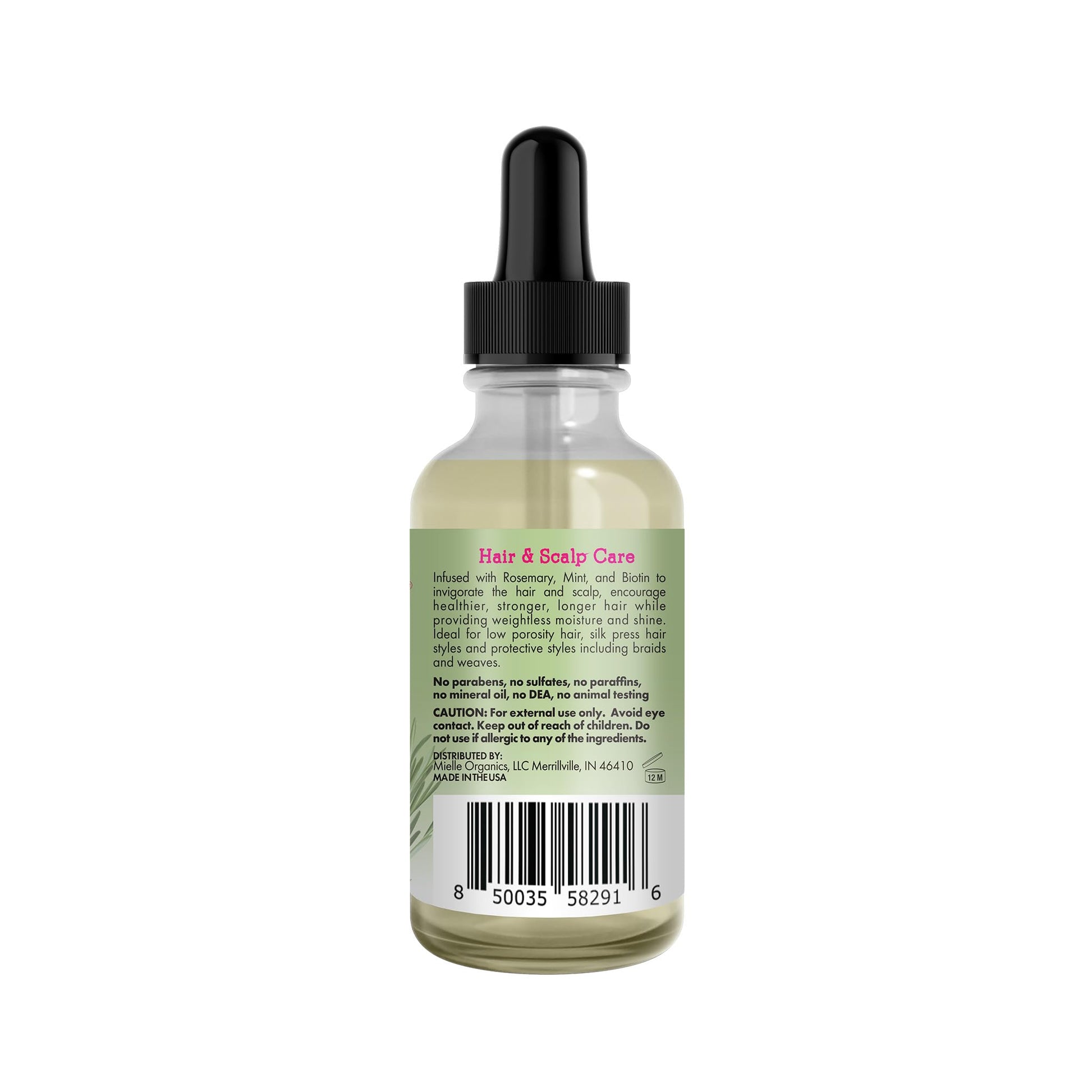 White Smoke Mielle Organics Rosemary & Mint Light Hair Oil, Split Ends & Dry Scalp Treatment - Infused with Biotin & Essential Oils for Strengthening, Soothing, Moisturizing & Encouraging Longer Hair (2 Oz)