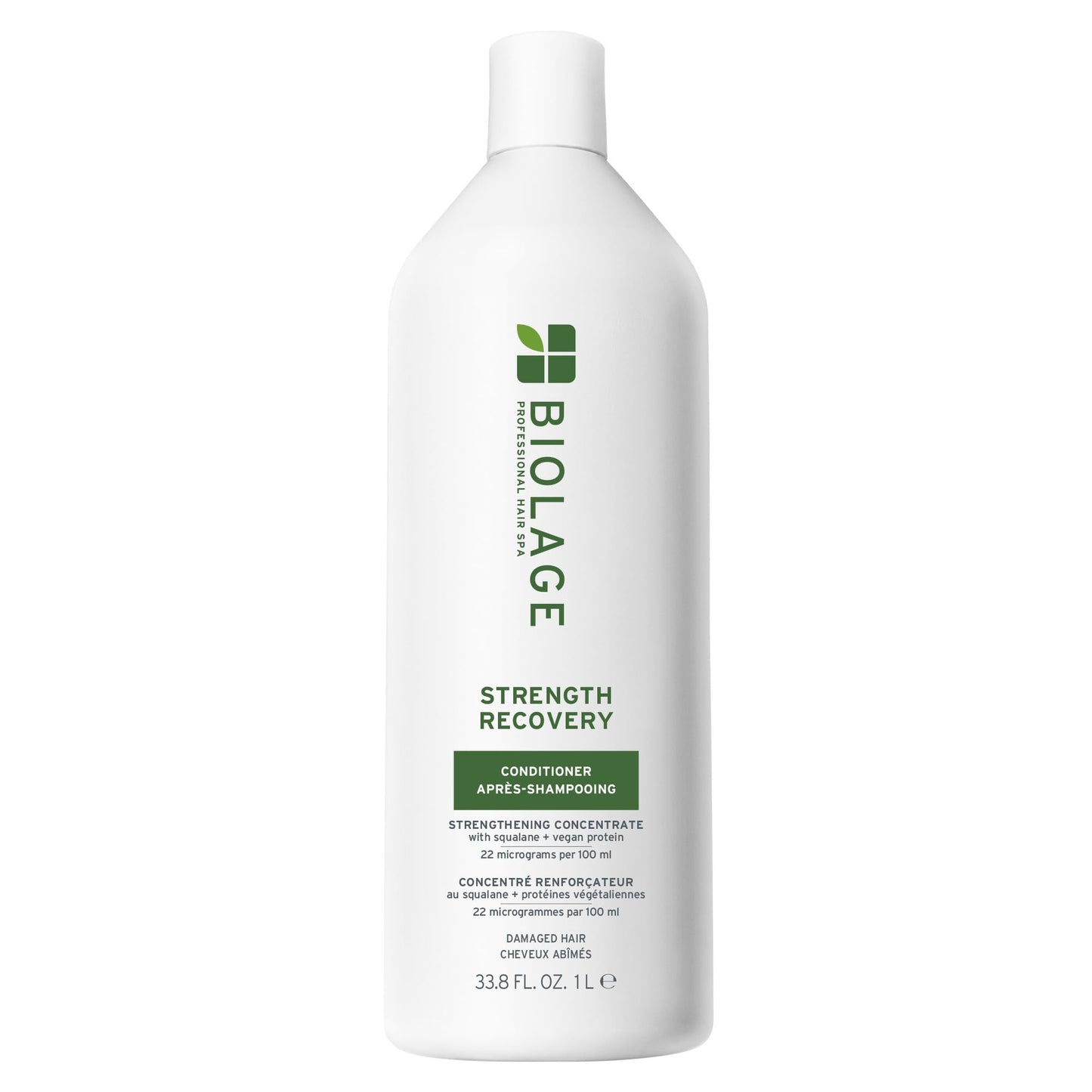 White Smoke Biolage Strength Recovery Conditioner - Moisturizes & Strengthens Damaged Hair, Softness & Shine, Hydrates and Repairs Damaged Hair, With Olive Squalane & Proteins, Paraben-Free, Vegan, 33.8 Fl Oz