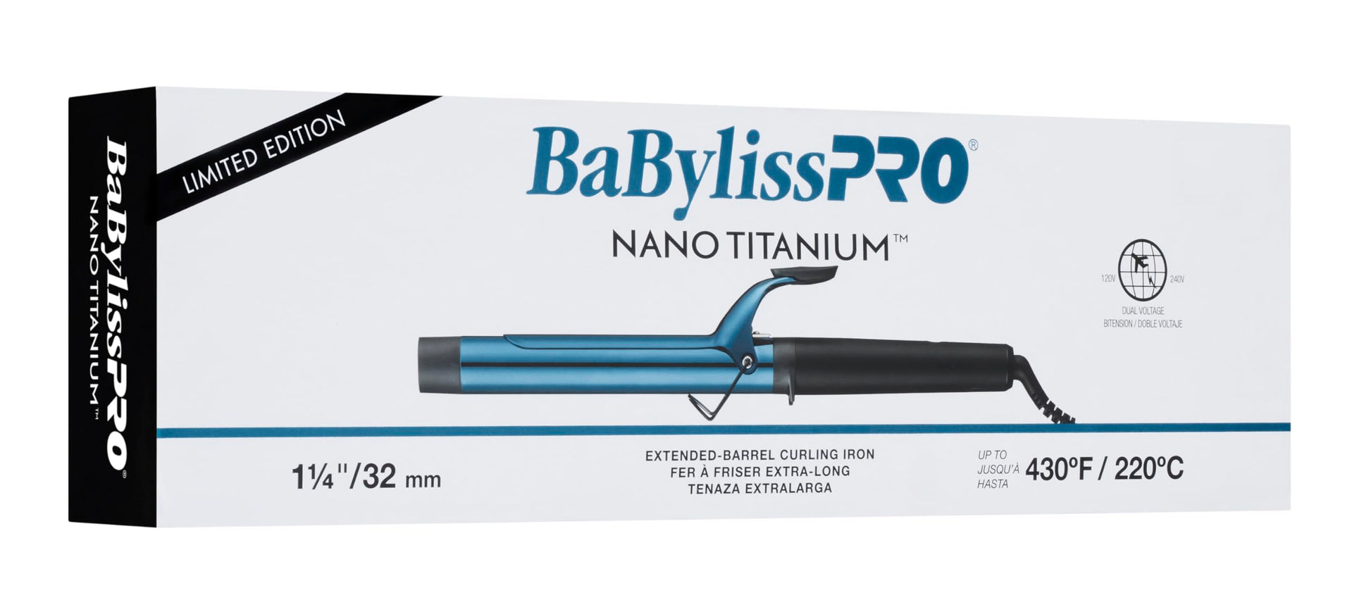 Lavender BaBylissPRO Limited Edition 1 1/4" Nano Titanium Extended Barrel Curling Iron