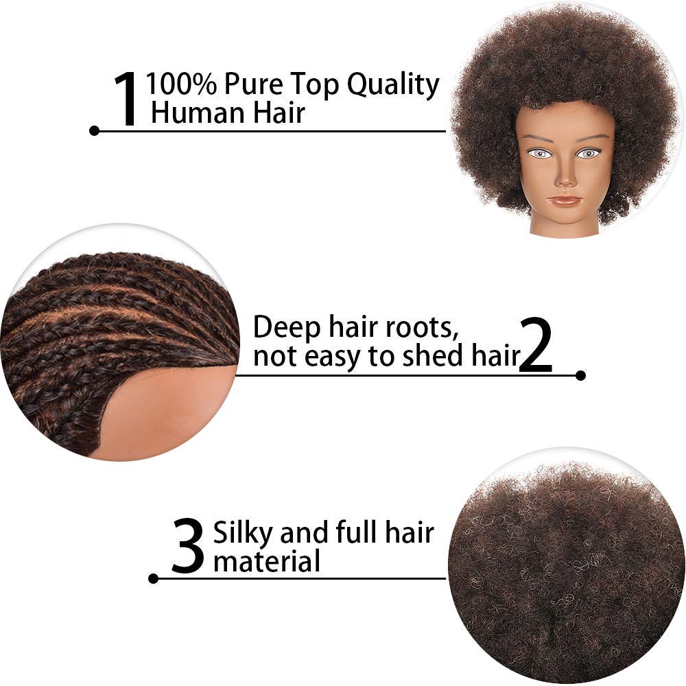 White Smoke Mannequin Head with 100% Human Hair - Afro Style for Braiding & Styling Practice