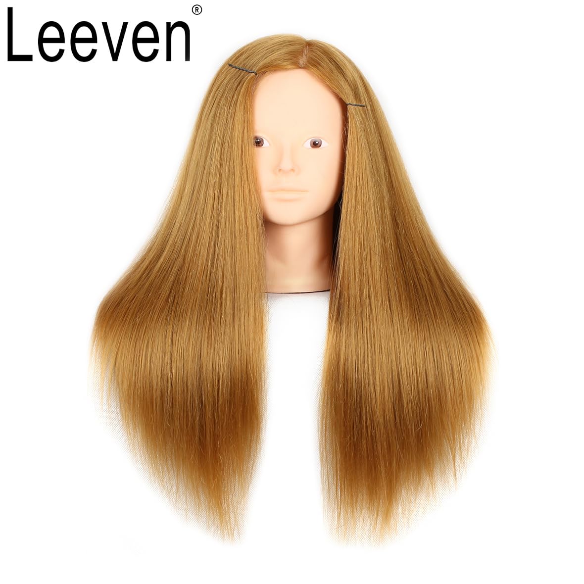 White Smoke Mannequin Head With Human Hair 22-24 Inch Blonde 60% Real Hair Cosmetology Manicans Head for Practicing Braiding Styling Cutting Doll Head with Clamp Holder