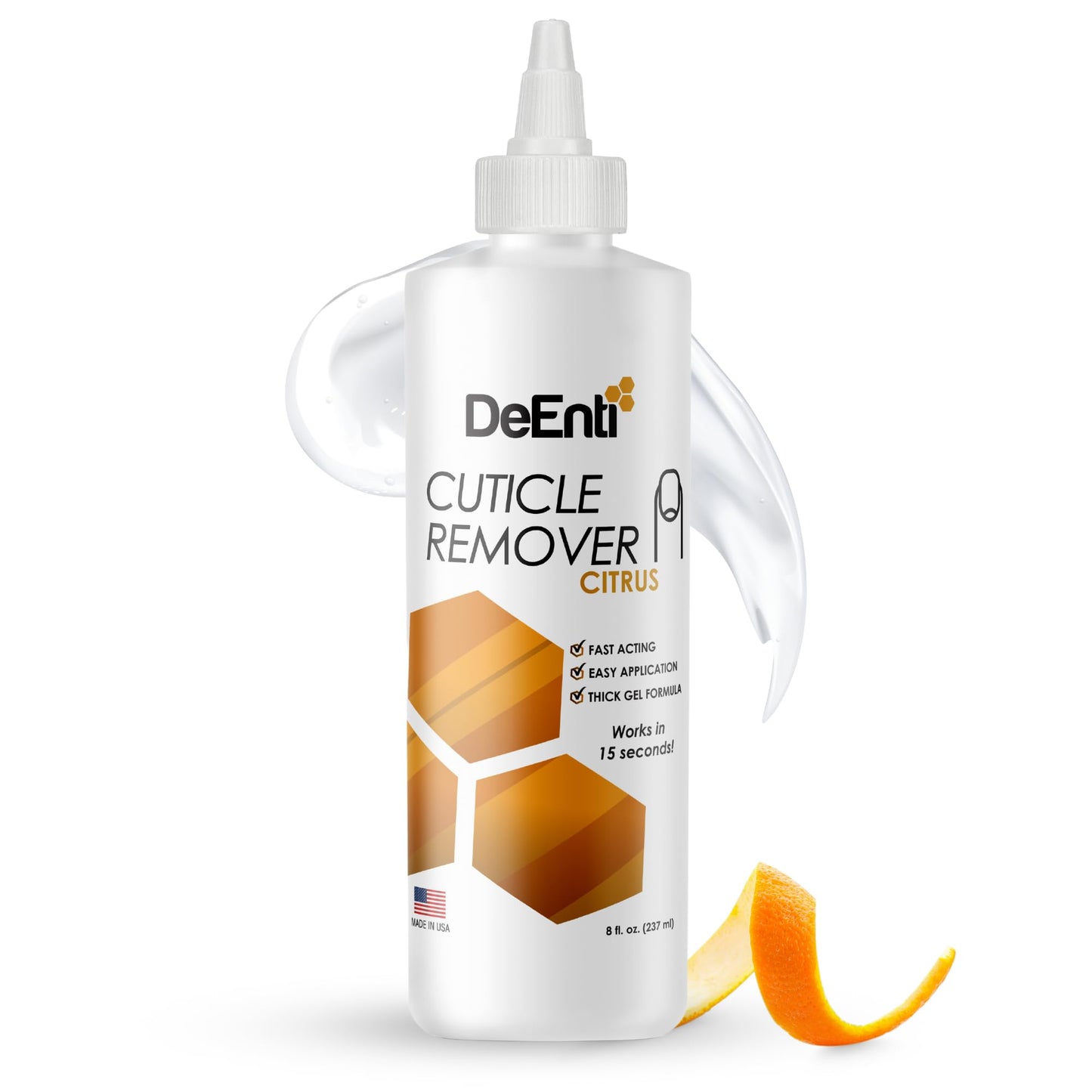 White Smoke DeEnti Instant Cuticle Remover Gel, Professional Cuticle Softener with Instant 15-Second Removal, 8oz Bottle for Hand, Foot & Nail Care, Salon Quality Manicure & Pedicure Supplies