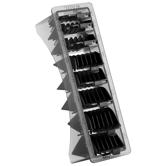 White Smoke Wahl Professional Blistered 1-8 Cutting Guides, Black Clipper Guard Attachments, Durable and Easy to Use