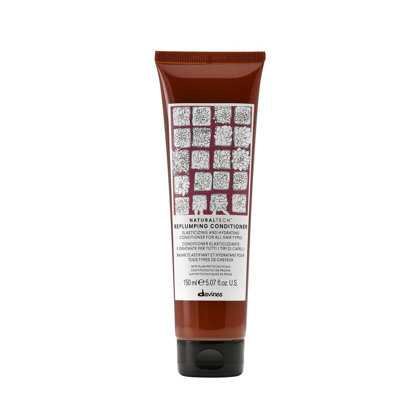 White Smoke Davines Naturaltech Replumping Conditioner, Elasticizing & Moisturizing for Fine Hair Lacking Elasticity - With Plum Phytoceuticals - Detangles & Adds Body, 5.07 Fl Oz