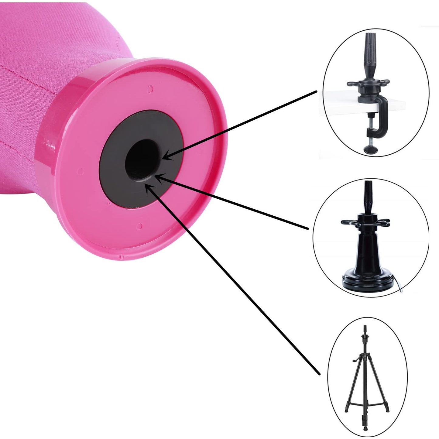 White Smoke 23 Inch Canvas Block Head Pink Wig Head with Wig Stand Tripod Mannequin Head Stand for Wigs Trimming Making Display.(23 Inch Pink)