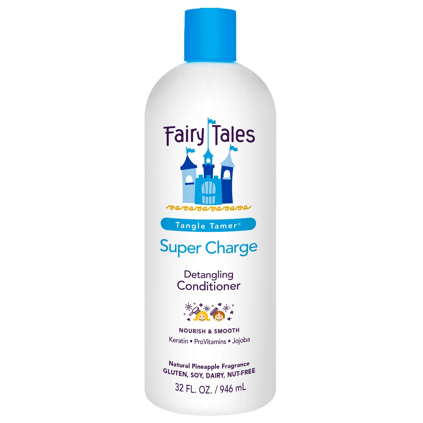 White Smoke Fairy Tales Tangle Tamer Super Charge - Detangling Conditioner for Kids - Paraben Free, Sulfate Free, Gluten Free, Nut Free- 32 oz