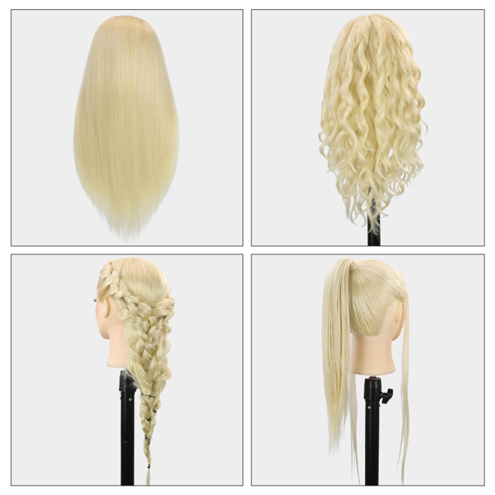 Lavender Sirydtm 28" Mannequin Head with Human Hair Light Blonde 80% Real Hair Blue Eyes Styling Practice Mannequin Head Doll Head for Cosmetology & Hairdresser with Free Clamp Stand and Tools（613#）