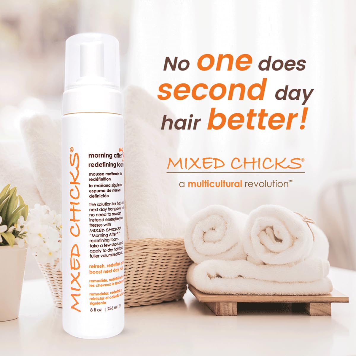 White Smoke Mixed Chicks Morning After Redefining Hair Foam, 8 fl.oz. / 236ml