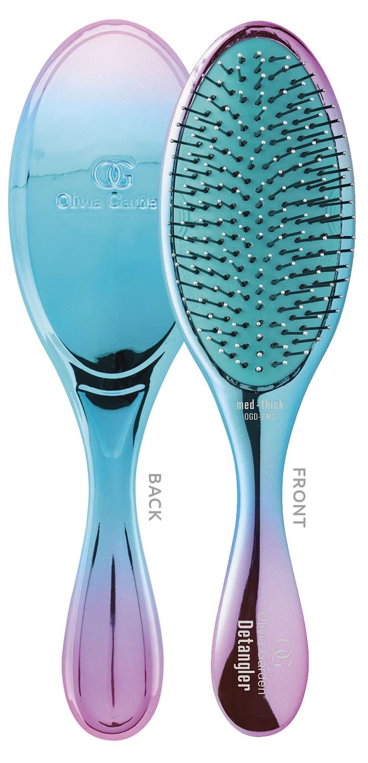 White Smoke Olivia Garden Aurora Detangler Brush for Medium to Thick Hair - Detangling Brush for Women, Men, Kids – Aurora Teal Pink