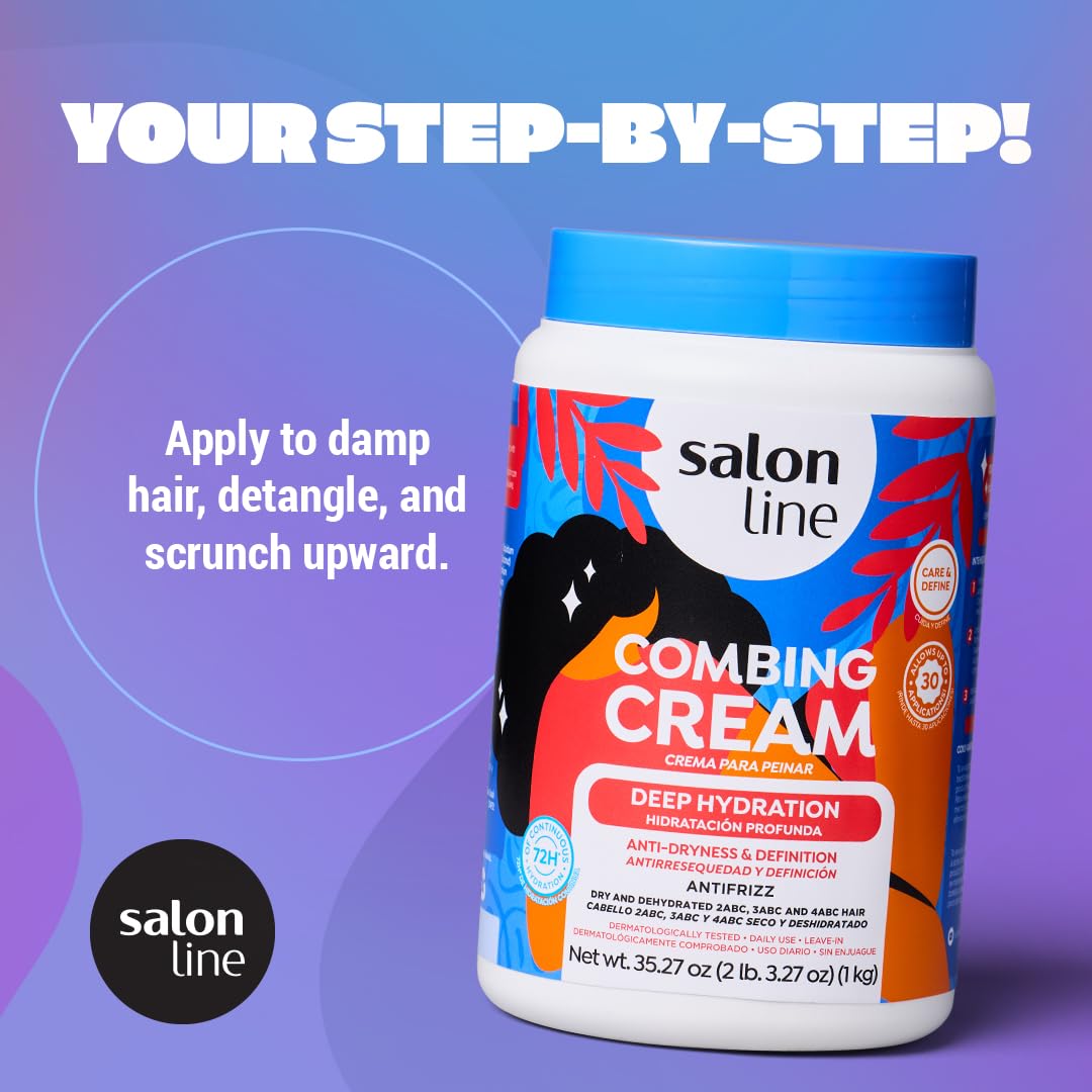 Medium Purple Salon Line, Hair Cream, Leave-In Cream, Deep Hydration, Vegan – Wavy Hair, Curly Hair & Coily Hair, 35.27 Oz