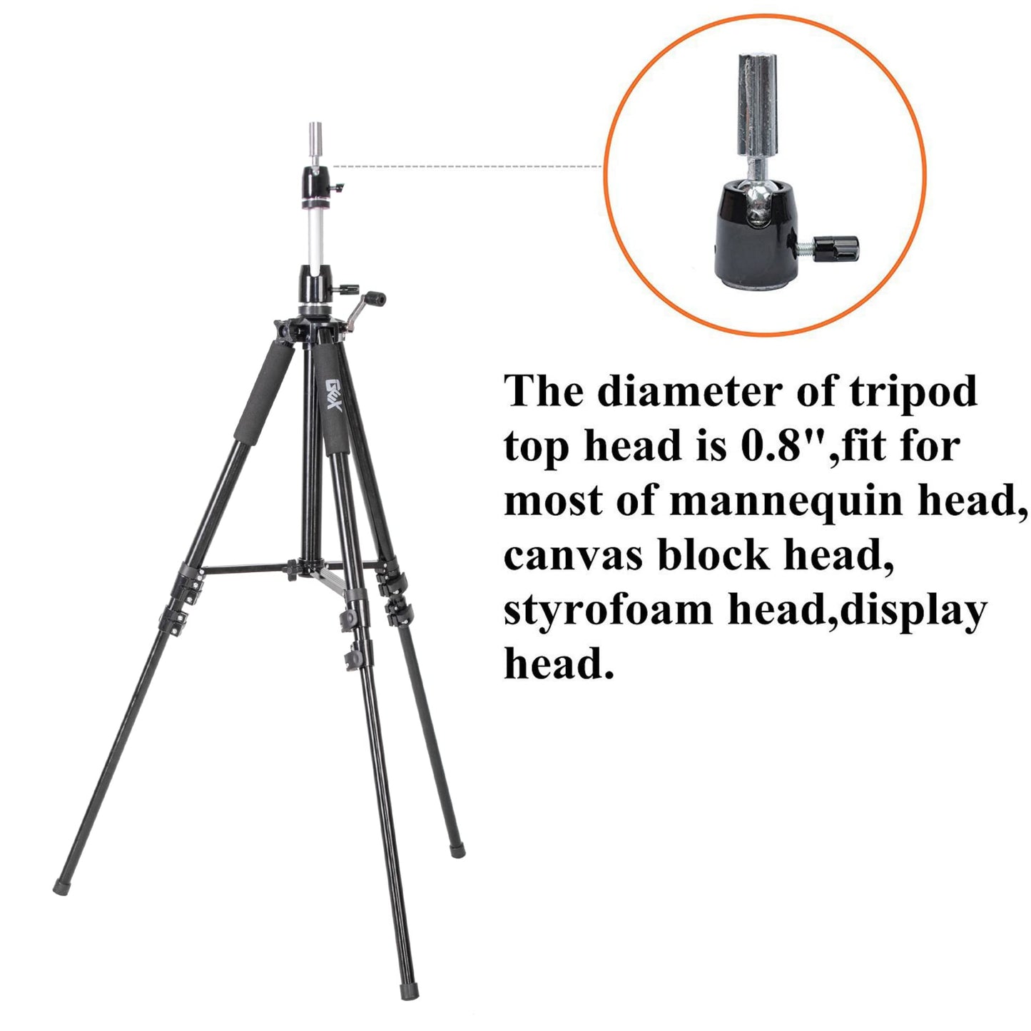 White Smoke GEXWORLDWIDE GEX 63" Heavy Duty Mannequin Tripod Stand for Wig Cosmetology Training Practice Doll Manikin Head Tripod Wig Stand With Travel Bag (Black)