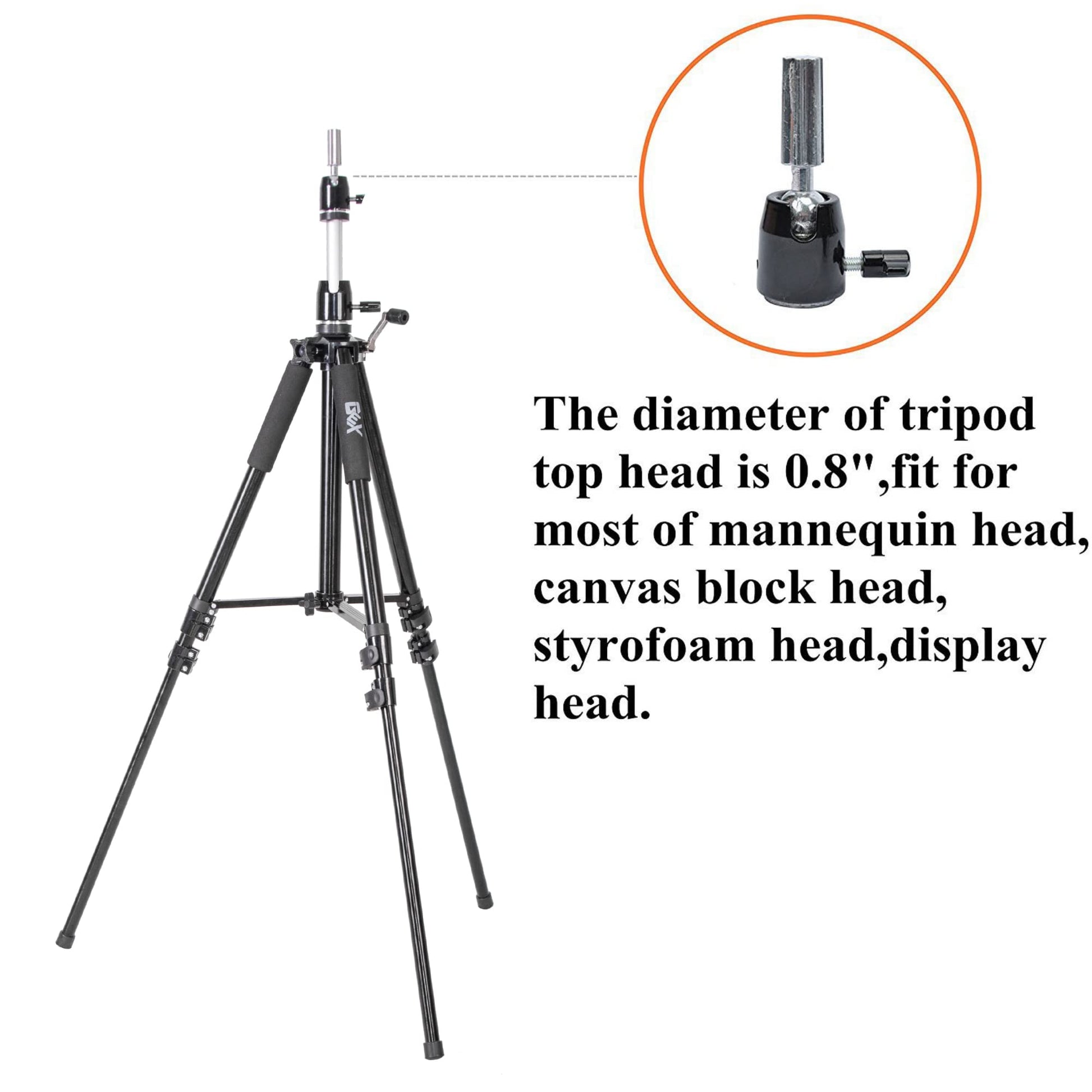 White Smoke GEXWORLDWIDE GEX 63" Heavy Duty Mannequin Tripod Stand for Wig Cosmetology Training Practice Doll Manikin Head Tripod Wig Stand With Travel Bag (Black)