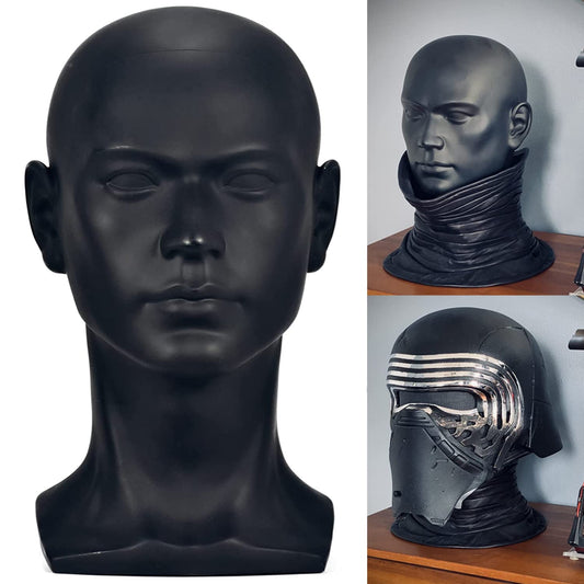 White Smoke FanLin Male Mannequin Head Professional Manikin Head for Display Wigs Hats Headphone Mask Sunglasses Jewelry and Scravat Display Stand (Matte-Black)