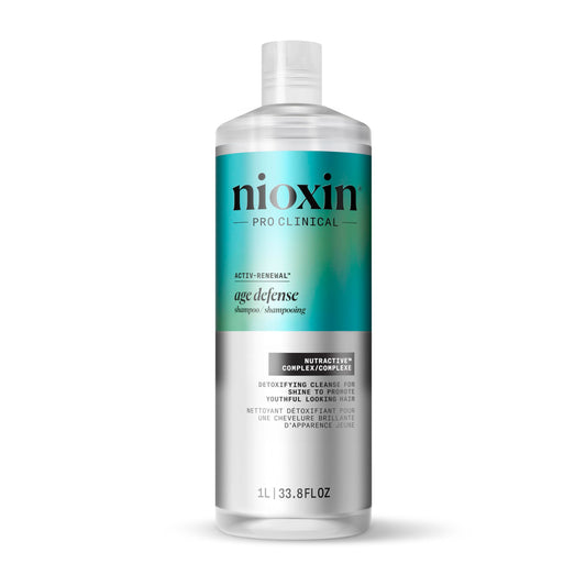 White Smoke NIOXIN Age Defense Shampoo for Aging Hair | Detox Scalp Cleanser with Niacinamide | 33.8 Fl Oz | 1000mL