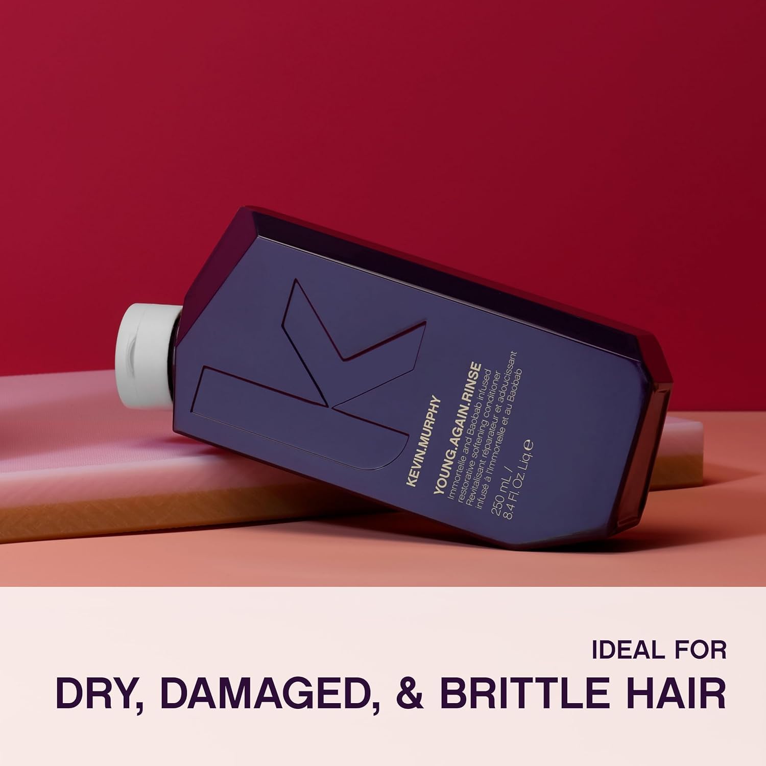 Dark Red KEVIN.MURPHY YOUNG.AGAIN.RINSE - Moisturising Anti-Ageing Conditioner - For Ageing, Dry, Damaged & Brittle Hair - Hair Repair - With Amino Acids - Sulphate & Paraben Free - 1 L / 33.8 fl oz