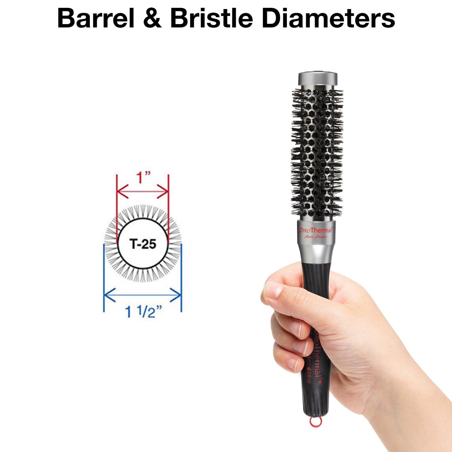 White Smoke Olivia Garden ProThermal Anti-Static Round Hair Brush (not electrical) (1")