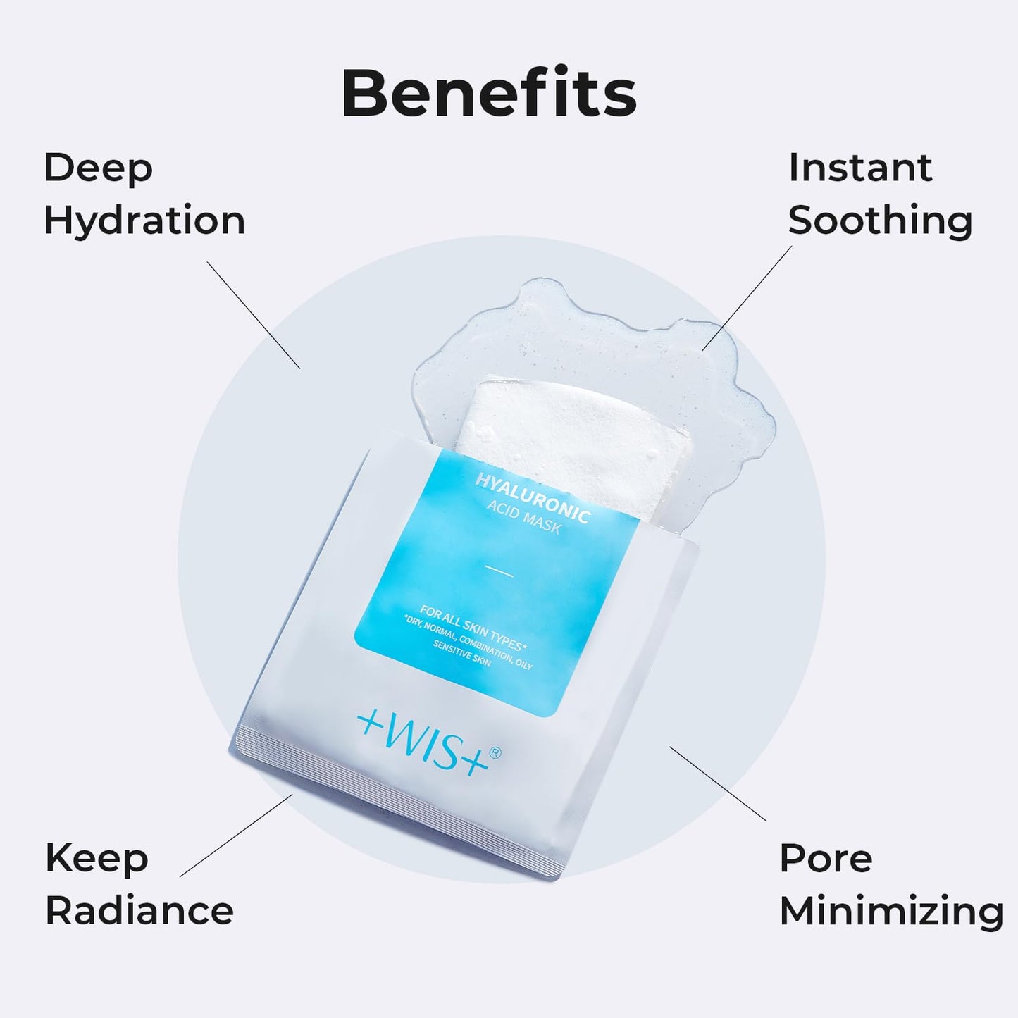 Lavender +WIS+ Hyaluronic Acid Face Mask 24 EA with Hyaluronic Acid Serum and Vitamin B5, Facial Mask for Dry Skin, Anti-Aging Mask to Plump and Repair Dehydrated Skin, Safe on Sensitive Skin,gifts for women