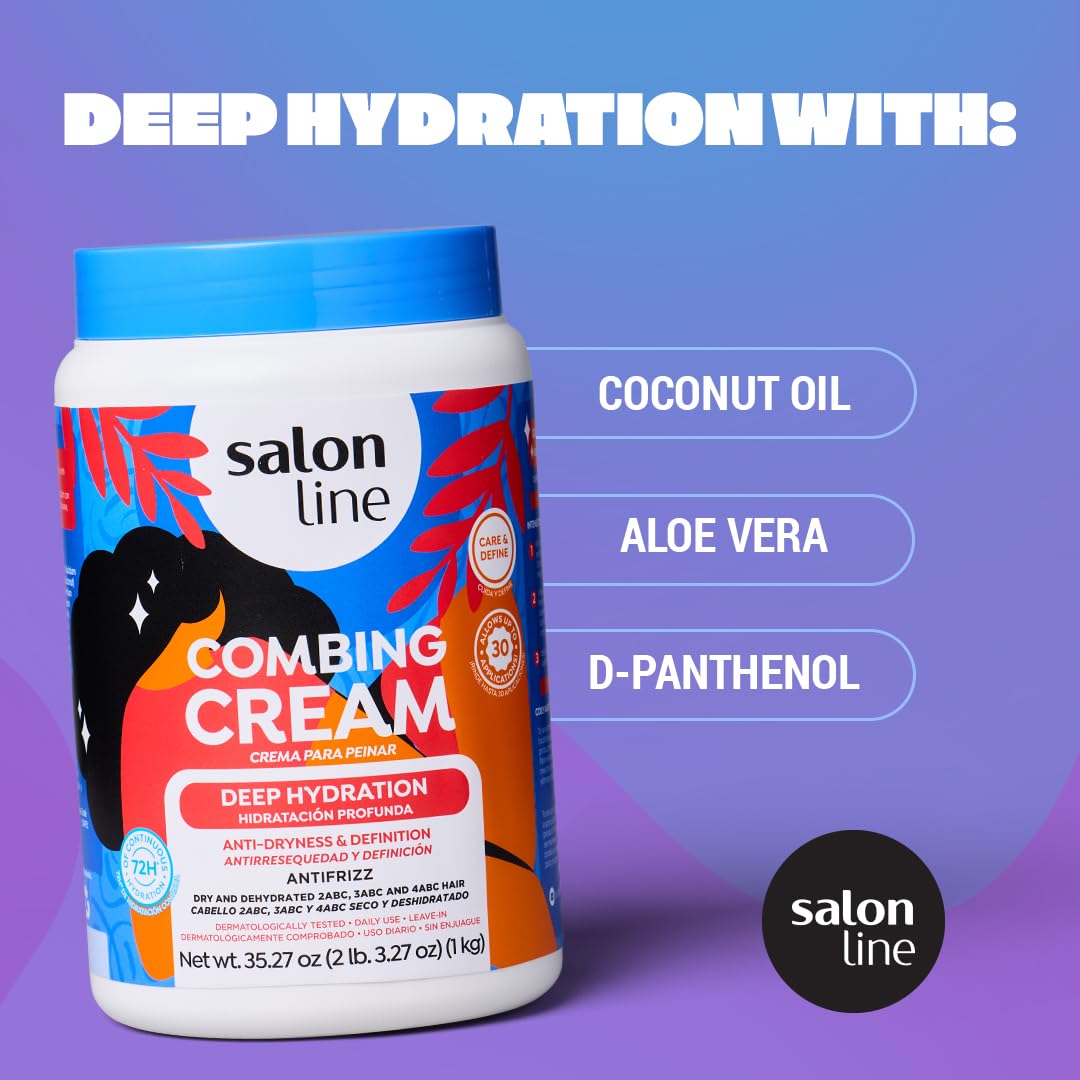 Cornflower Blue Salon Line, Hair Cream, Leave-In Cream, Deep Hydration, Vegan – Wavy Hair, Curly Hair & Coily Hair, 35.27 Oz