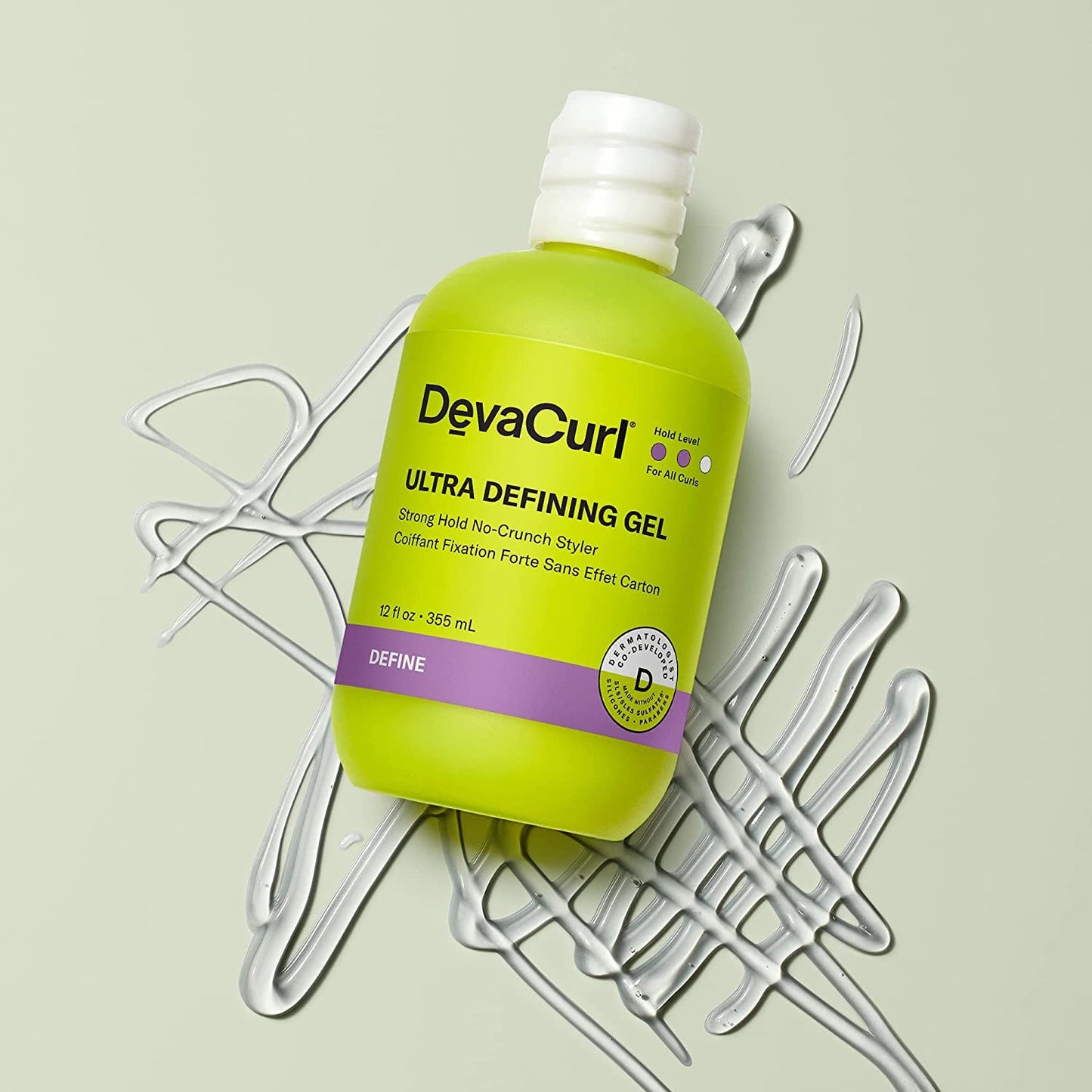 Light Gray DevaCurl Ultra Defining Gel Strong Hold Non-Crunch Styler, Bright Breeze, 12 fl. oz