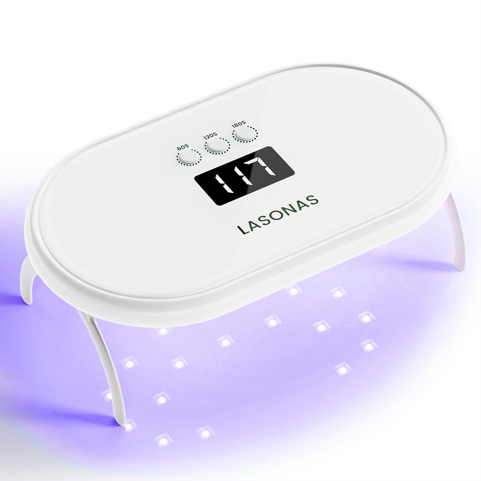 White Smoke LASONAS UV LED Nail Lamp for Gel Polish 24W UV Light 3 Timer Setting Fast Drying Curing Mini Portable Cure Lamp for Gel Stickers and Strips Home Nail Care Salon