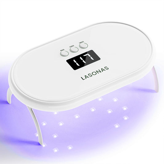 White Smoke LASONAS UV LED Nail Lamp for Gel Polish 24W UV Light 3 Timer Setting Fast Drying Curing Mini Portable Cure Lamp for Gel Stickers and Strips Home Nail Care Salon