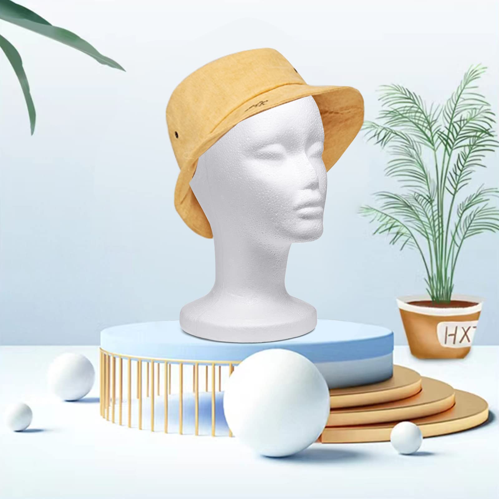 White Smoke Foraineam 3 Pack 12 Inch Foam Head Female Foam Wig Head Mannequin Manikin Cosmetics Model Display Holder Hats Glasses Hairpieces Stand