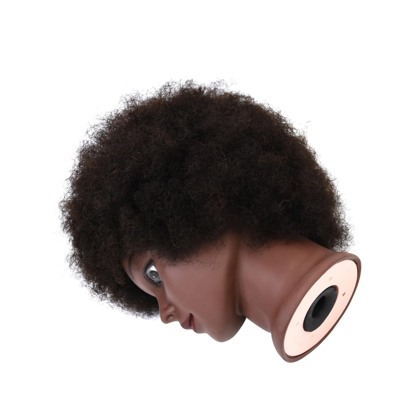 White Smoke Afro Mannequin Head with 100% Human Hair Curly Hair Hairdresser Hair Styling Manikin Head Cosmetology Doll Head for Display Practice Braiding Styling with Clamp Stand