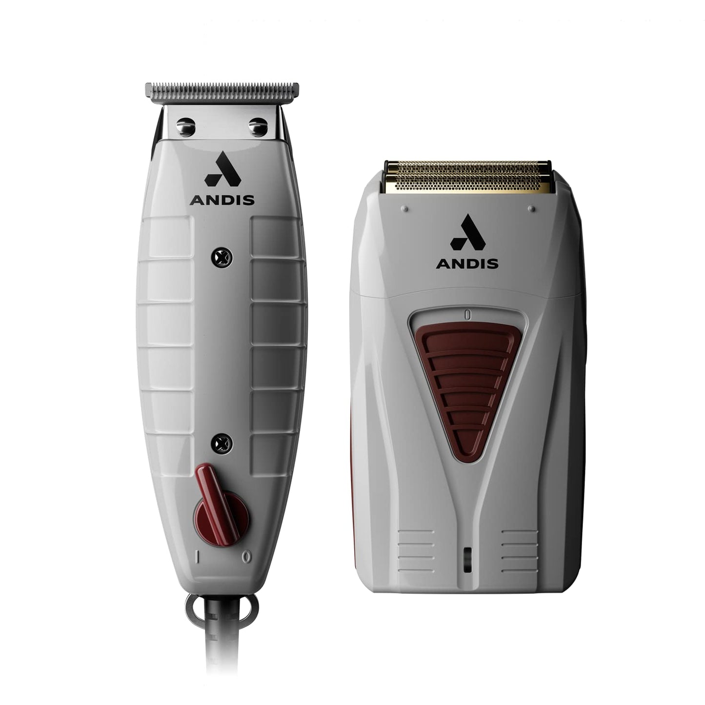 White Smoke Andis 17270 Finishing Combo T-Outliner Trimmer & Pro Foil Lithium Titanium Foil Shaver - Professional Finishing Hair & Beard Trimming Kit