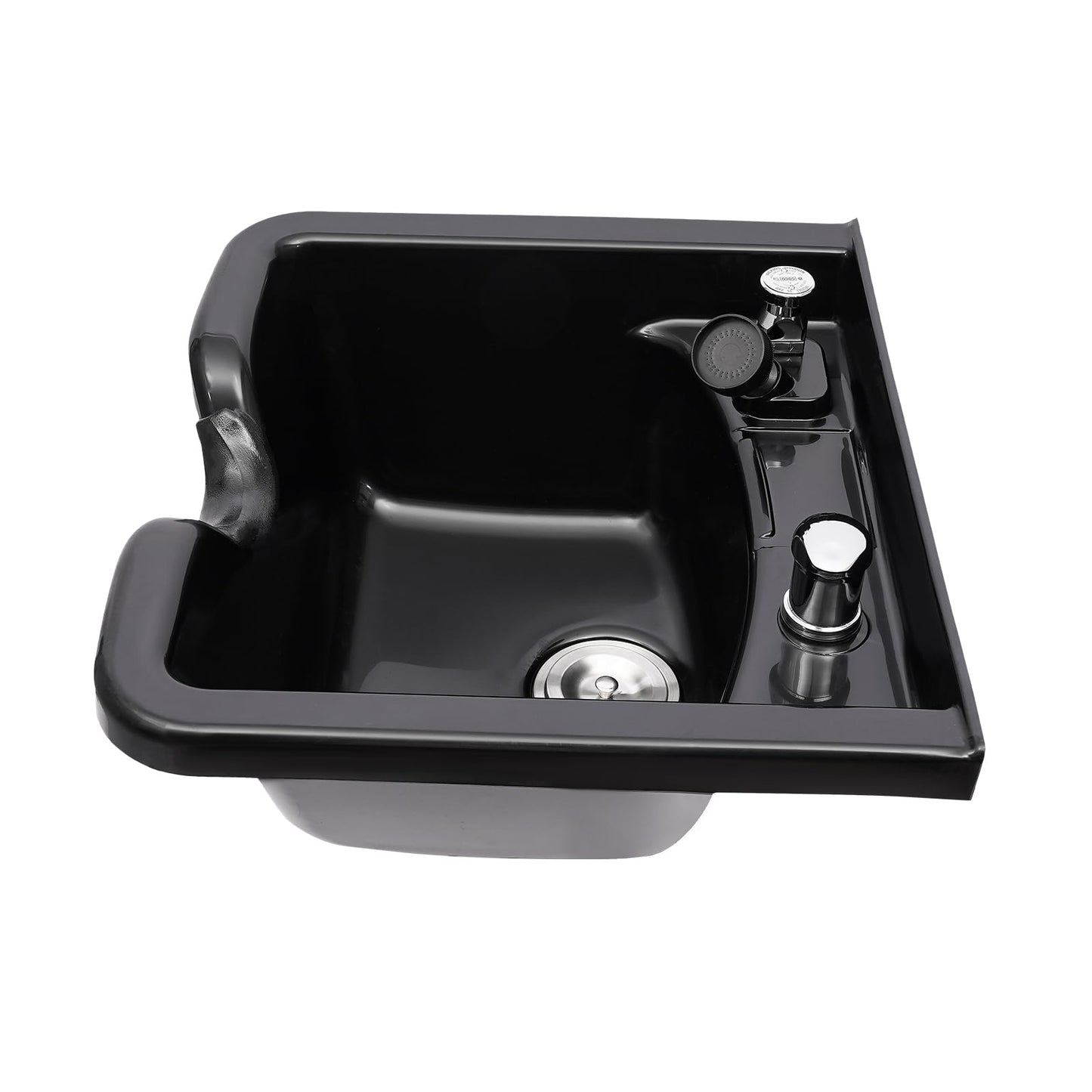 Black Shampoo Bowl For Salon, Wall Mounted Backwash ABS Salon Spa Barber Equipment With Spray Head, Professional Salon Spa Beauty Brushed Sink 9.84" in Depth, Portable Shampoo Bowl for Hair Stylists