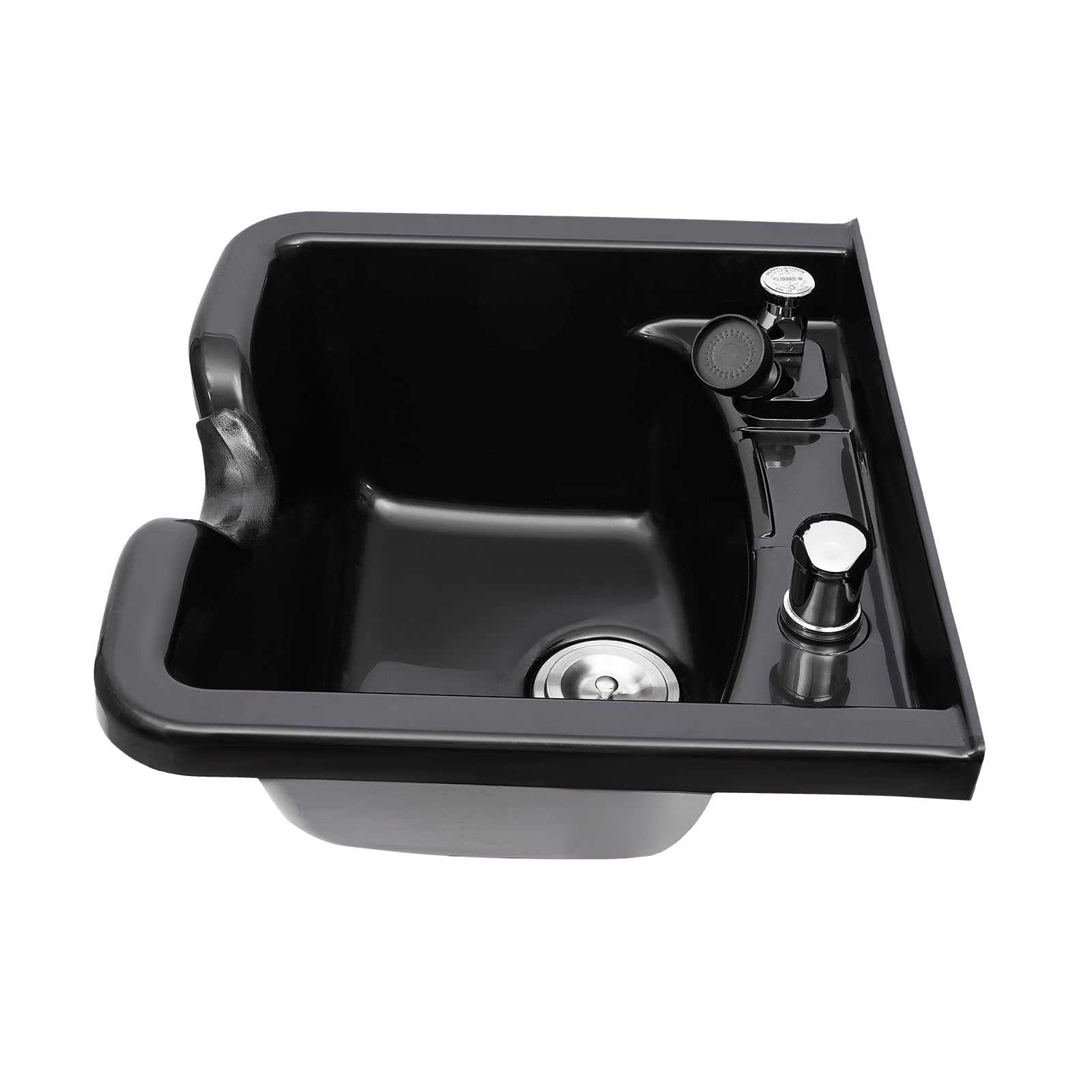 Black Shampoo Bowl For Salon, Wall Mounted Backwash ABS Salon Spa Barber Equipment With Spray Head, Professional Salon Spa Beauty Brushed Sink 9.84" in Depth, Portable Shampoo Bowl for Hair Stylists