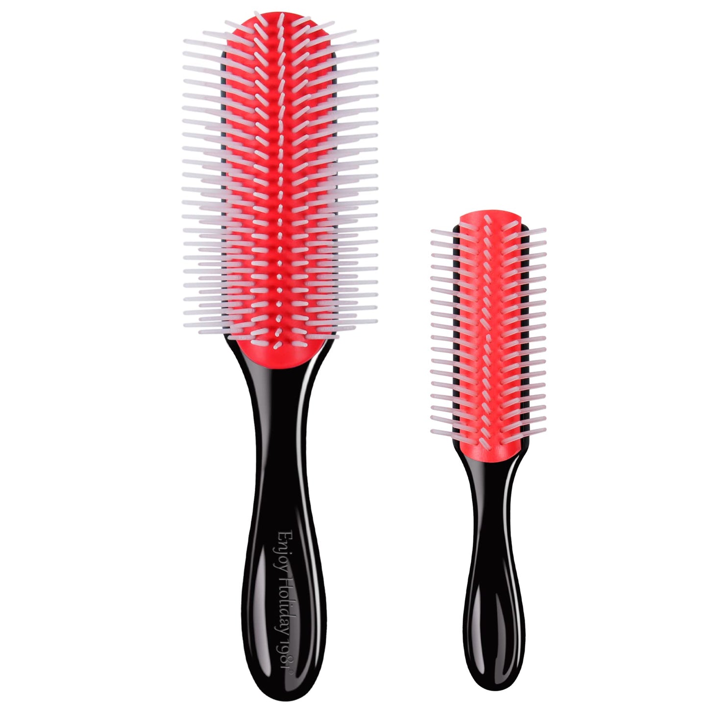 White Smoke 2 PCS Hair Brush for Women Men 7 Row 5 Row Curly Wet or Dry Hair Classic Styling Brushes for Natural Thick Hair, Blow Separating, Shaping Defining Curls Tools Travel Bristle Black Hairbrush