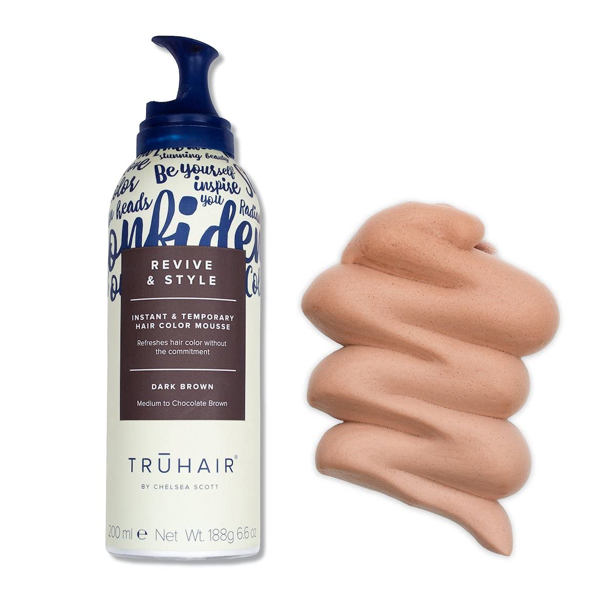 White Smoke Truhair Revive and Style Color Mousse (Warm, Dark Brown)