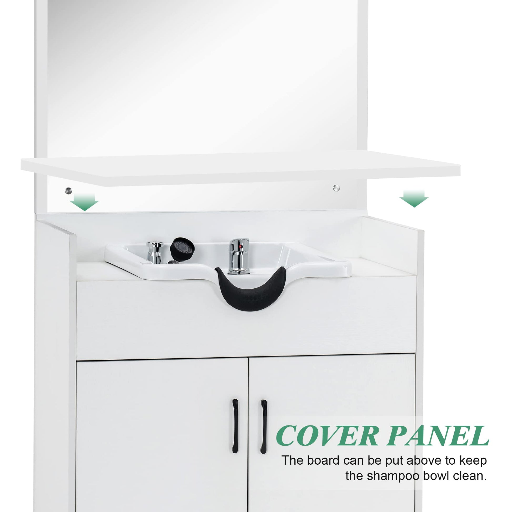 Lavender BarberPub Backwash Shampoo Bowl Sink Chair Station with Mirror Salon Styling Cabinet Spa Equipment 3130 (White)