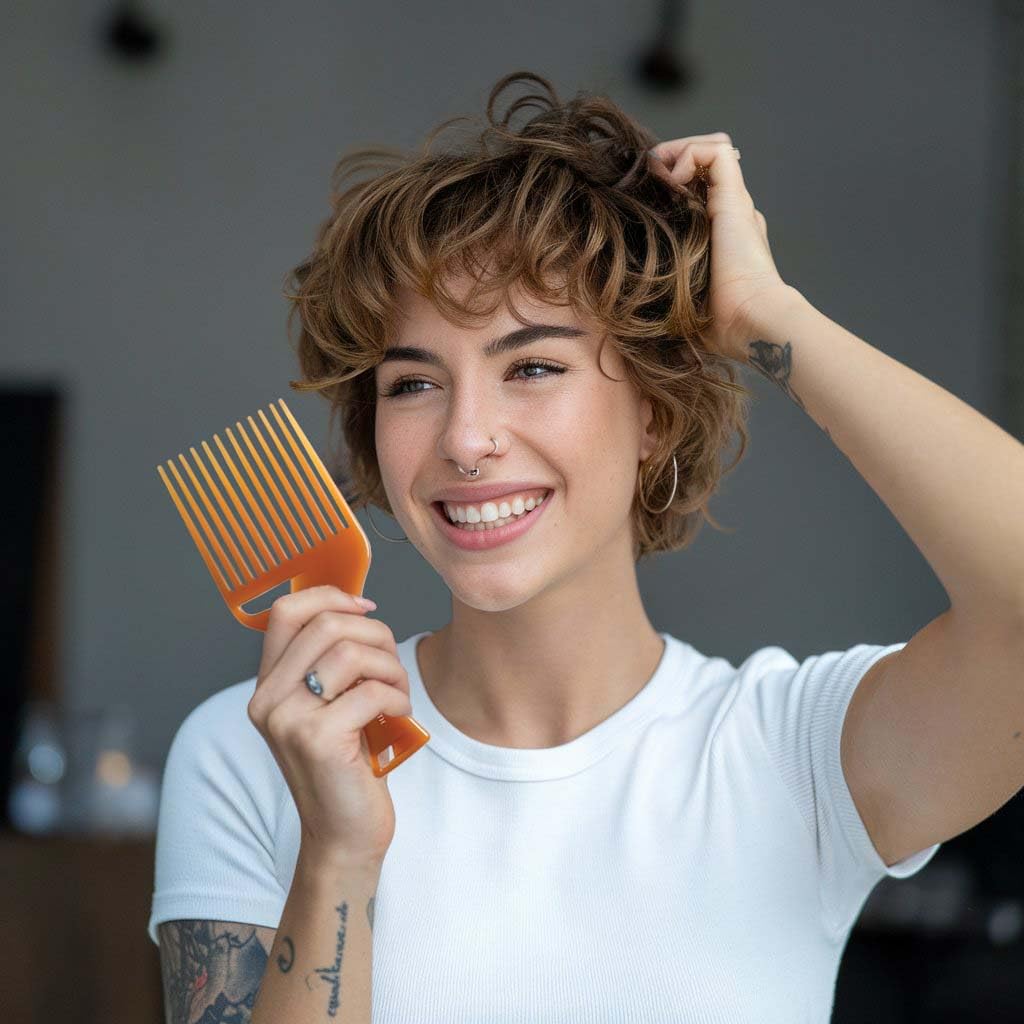 Dim Gray Cricket Ultra Smooth Hair Pick Comb for Volumizing, Detangling, and Reducing Frizz - Enriched with Argan, Olive Oil, and Keratin Infused, Ideal for Curly, Thick, and Long Hair
